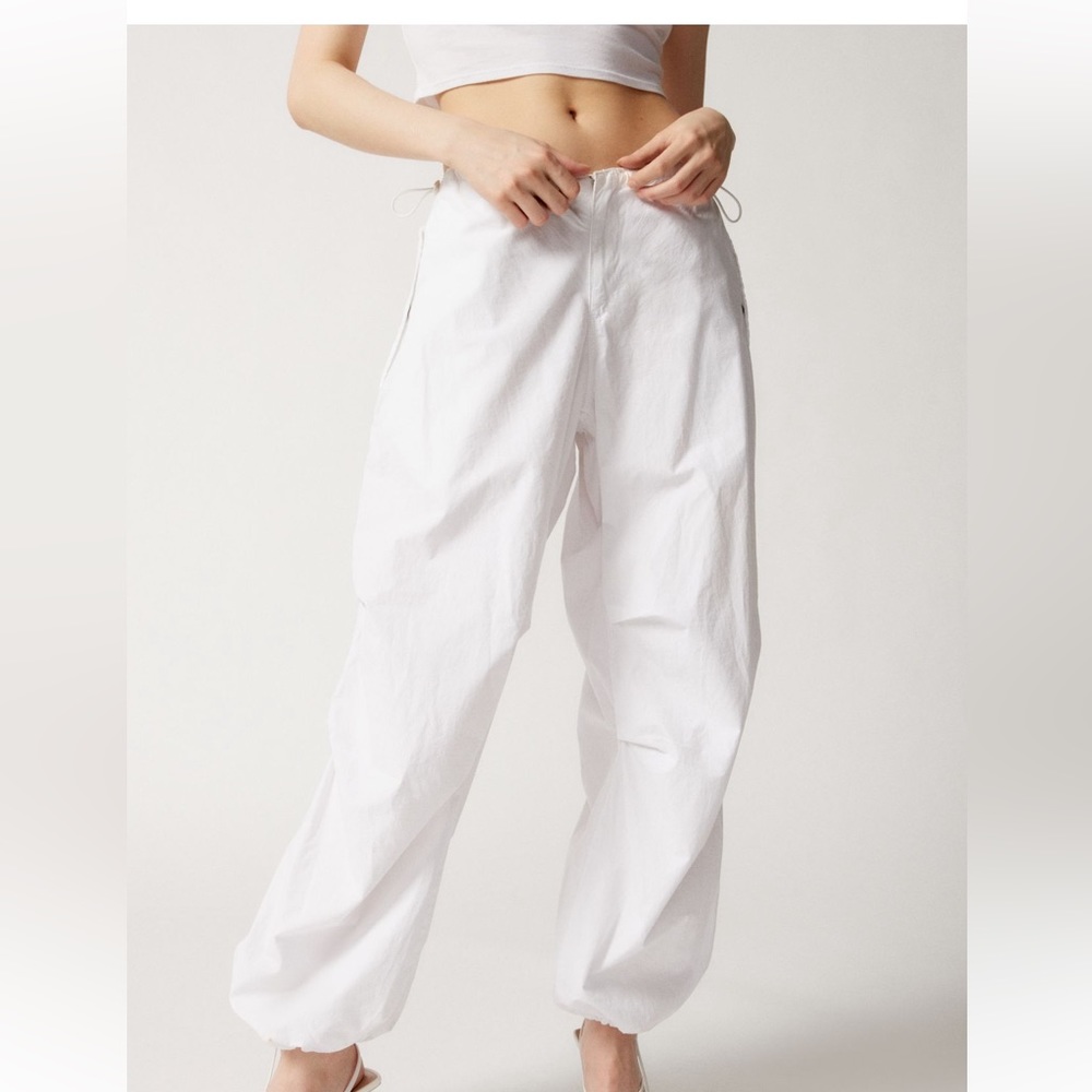 Urban Outfitters White Parachute Cargo Pant